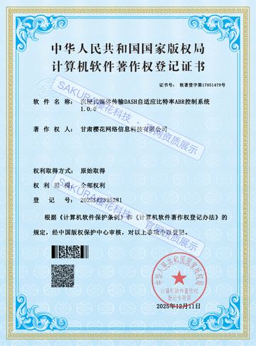 沉浸式媒体传输 DASH自适应比特率ABR控制系统软件著作权证书